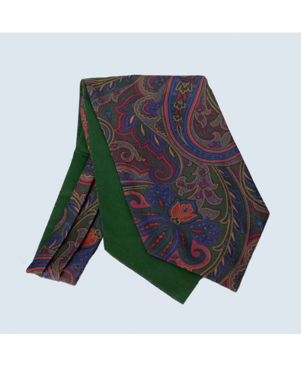 Fine Silk Paisley Cravat in Green