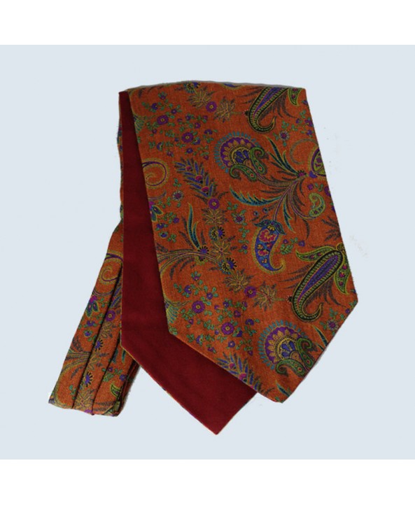 Wool Cotton Paisley Design Cravat in Red