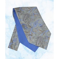 Silk Cravat with a Flamboyant Paisley Design on a Light Grey background