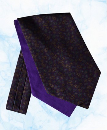 Silk Cravat with Paisley Design on a Purple background