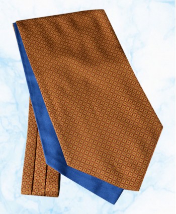 Silk Cravat with Circular Neat Design on an Orange background