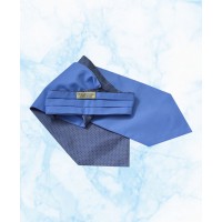 Silk Cravat in Blue Design on a Duck Egg Blue background