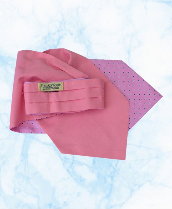 Silk Cravat small Paisley Design on a Pink background