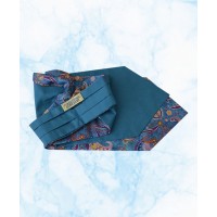 Silk Cravat with a Flamboyant Paisley Design on a Denim Blue background