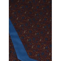 Cravat in an Understated Floral design in Burgundy with Blue and Light Green Flowers