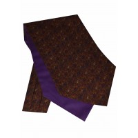 Cravat in an Understated Floral design in Copper tones with Purple and Light Green Flowers