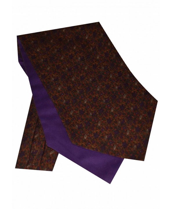 Cravat in an Understated Floral design in Copper tones with Purple and Light Green Flowers