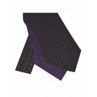 Cravat Neat Floral design in Aubergine Purple with hints of Royal Blue and Dusty Pink