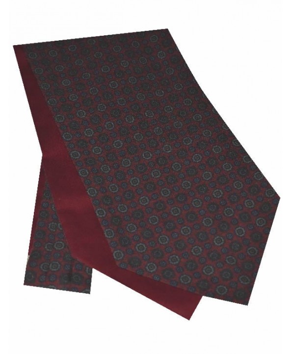Cravat Neat Floral design in Burgundy, Grey and Navy