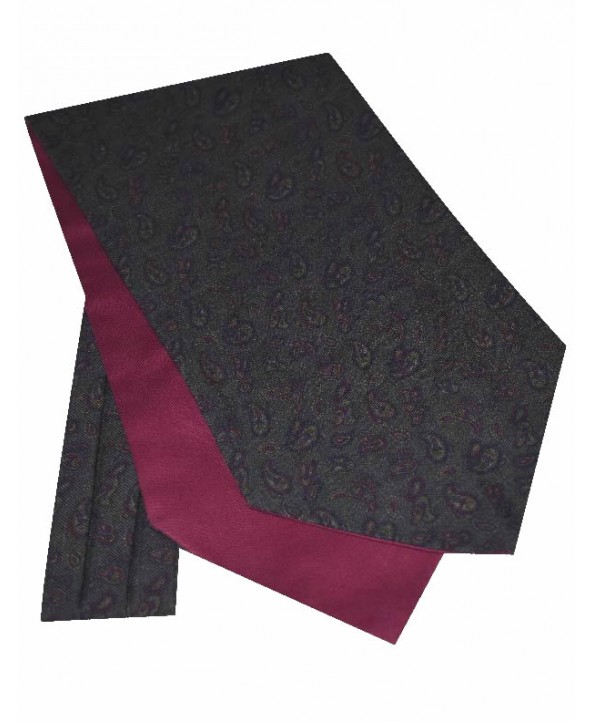 Cravat Paisley Design in Aubergine Purple with Olive Green, Navy and Burgundy tones