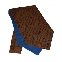 Cravat Elephant and Horse Design - 'Hannibal Crosses the Alps' - in Gold with Gold, Grey and Burgundy tones