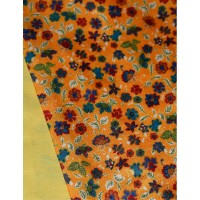 Silk Cravat in a Floral Design in Sunny Yellow with hints of Green, Red, Teal and Orange