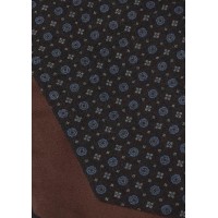 Cravat Neat Floral design in Dark Brown and Royal Blue