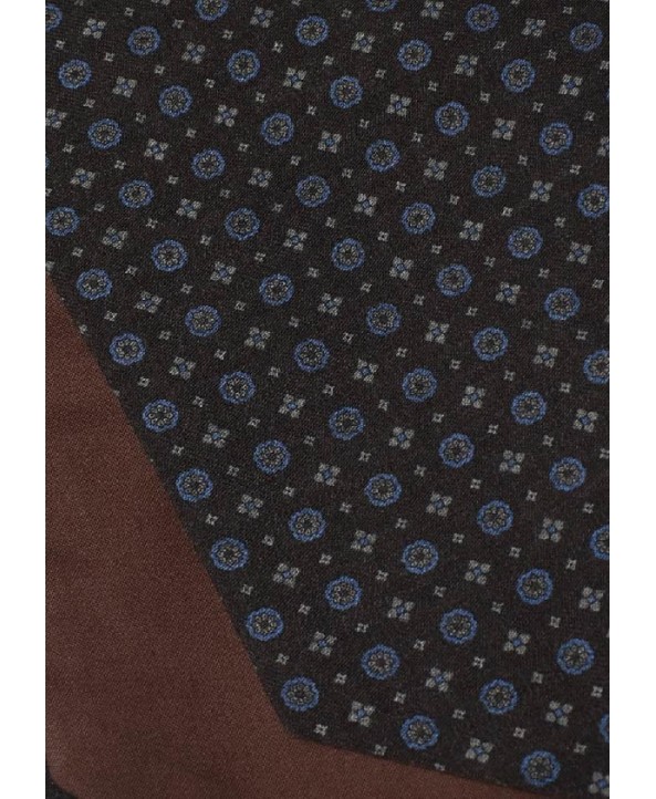Cravat Neat Floral design in Dark Brown and Royal Blue