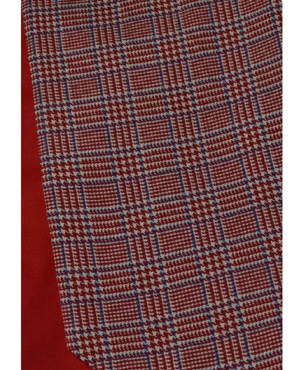 Silk Cravat in a Prince of Wales in Red Checkered Design with hints of Grey and Teal