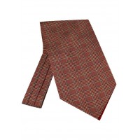 Silk Cravat in a Prince of Wales in Deep Red Checkered Design with hints of Gold and Teal