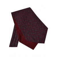 Cravat in a Neat Design in Wine Red with Olive Green and Navy