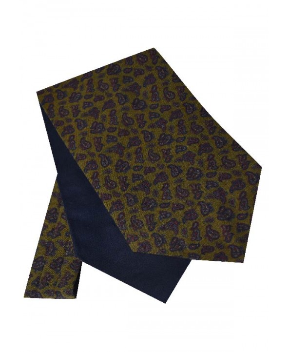 Cravat in a Paisley Design in Olive Green hints of Navy and Burgundy