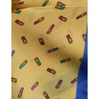 Silk Hank in Warm Yellow with Red, Purple, Blue and Green Cartridge Design