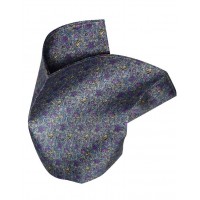 Silk Hank in a Floral Grey with Light Blue, Lilac and Yellow bird Design