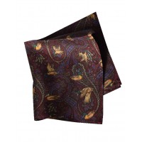 Silk Hank in Duck Paisley  Design in Burgundy with hints of Bright Blue, Green and Gold.