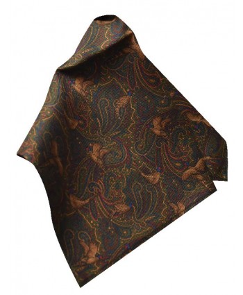 Silk Hank in Pheasant Paisley Design on Green with hints of Blue, Green and Burgundy.
