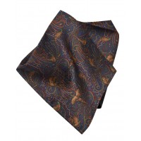 Silk Hank in Pheasant Paisley Design on Blue with hints of Burgundy, Green  and Gold
