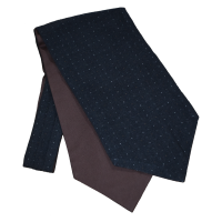 Fine Wool Cravat in Black with White and Brown Pin Dots