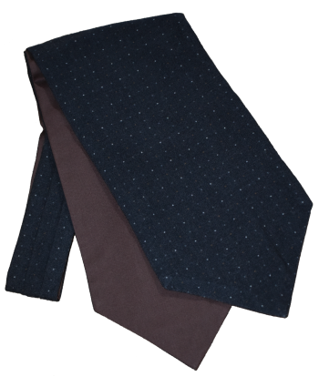 Fine Wool Cravat in Black with White and Brown Pin Dots