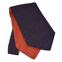 Fine Wool Paisley Cravat in Maroon with hints of Blue and Navy