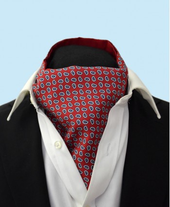 Fine Silk vibrant Paisley Neat Pattern Cravat in Lively Red