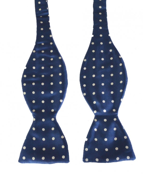 Fine Silk Spotted Self Tie Bow in Royal Blue with White 