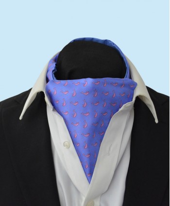 Silk Cravat in Sky Blue with Pink dolphins