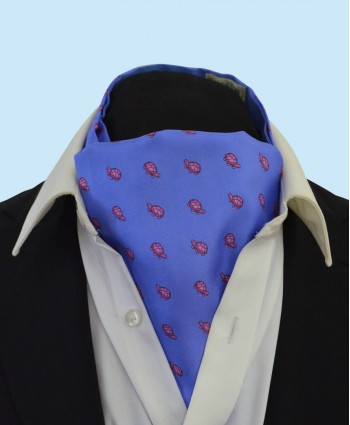 Silk Cravat in Sky Blue with Pink Turtles
