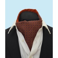 Silk Neat Cravat in Copper with Navy Flowers
