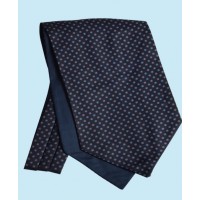 Silk Neat Cravat in Navy with Royal Blue Flower Design