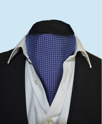 Fine Silk Dice Dot Neat Pattern Cravat in Navy