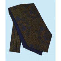 Silk Cravat with Blue Grapes and Vines on a Green Background
