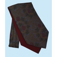 Silk Cravat with Burgundy Grapes and Vines on a Sea Blue Background