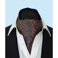 Silk Cravat with Green Grapes and Vines on an Orange Background