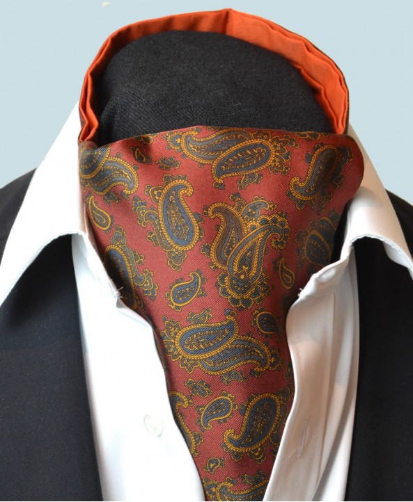 Fine Silk Burmese Coronet Pattern Cravat in Red