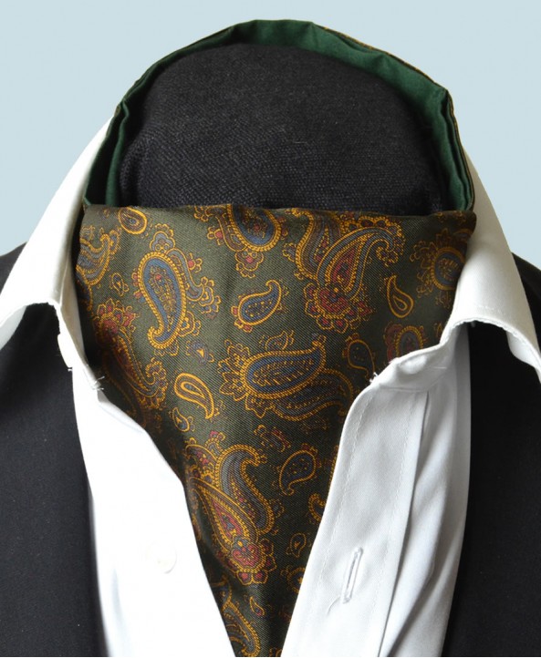 Fine Silk Burmese Coronet Pattern Cravat in Green