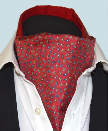 Fine Silk Pine Permutations Paisley Pattern Cravat in Red