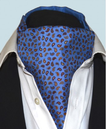 Fine Silk Pine Permutations Paisley Pattern Cravat in Blue
