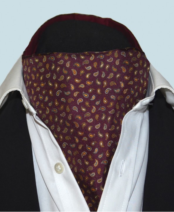 Fine Silk Pine Permutations Paisley Pattern Cravat in Marroon