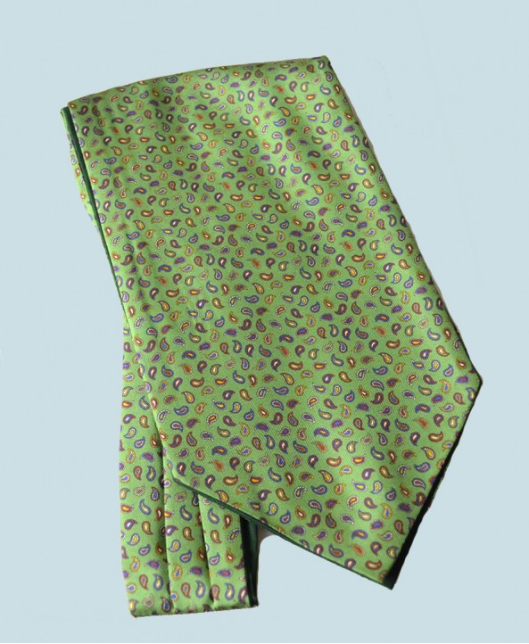 Fine Silk Pine Permutations Paisley Pattern Cravat in Green