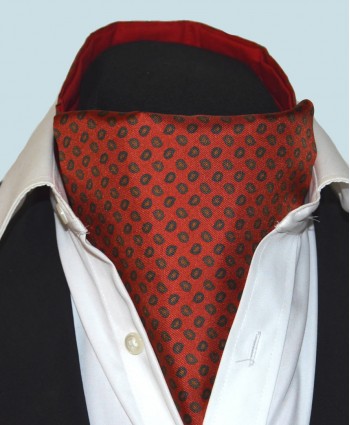 Fine Silk Madder Flame Paisley Pattern Cravat in Warm Red