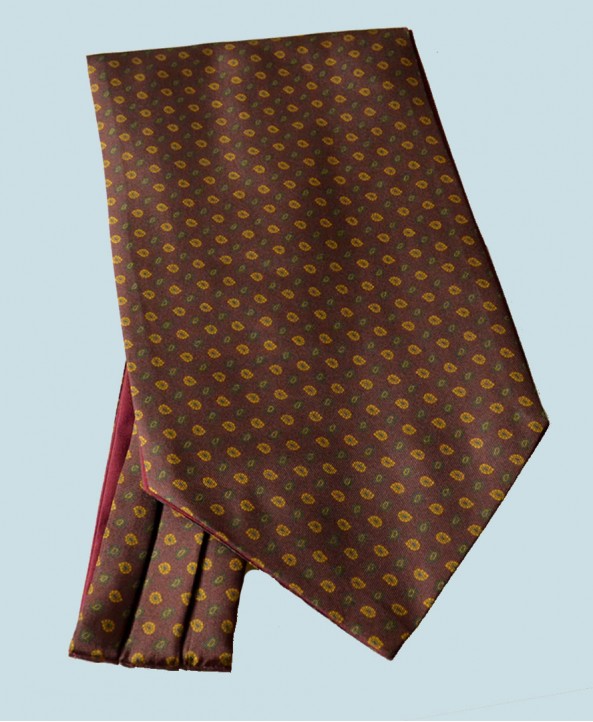 Fine Silk Madder Flame Paisley Pattern Cravat in Wine Red