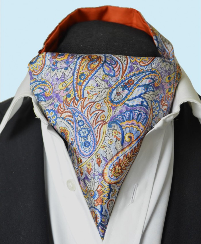 Hunt Holditch Paisley Zijde 70s Cravat Das Navy
