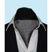 Silk Cravat with Neat Squares Design in Green